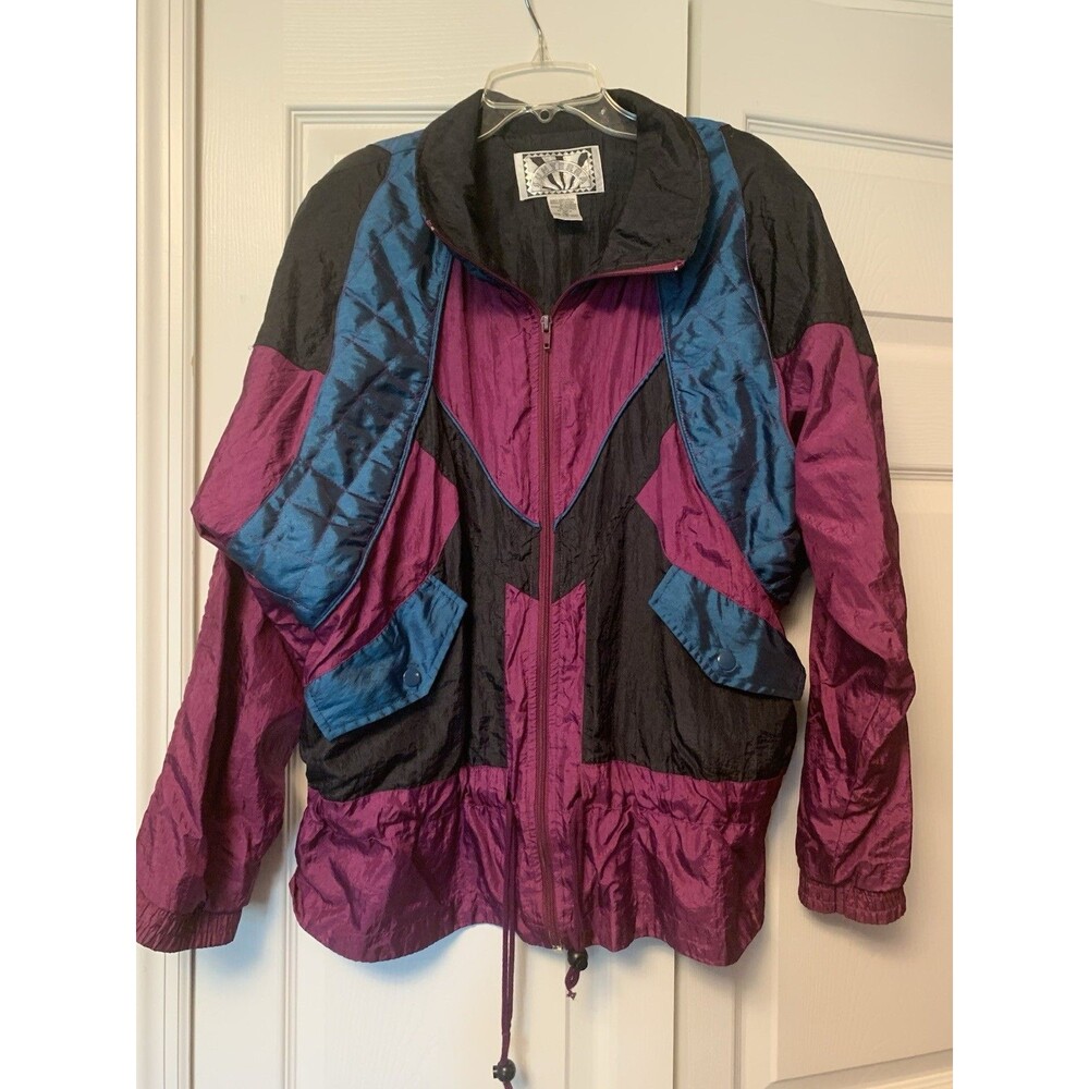 Vintage Color Block Zip Up Jacket Sunterra Large Track 80’s